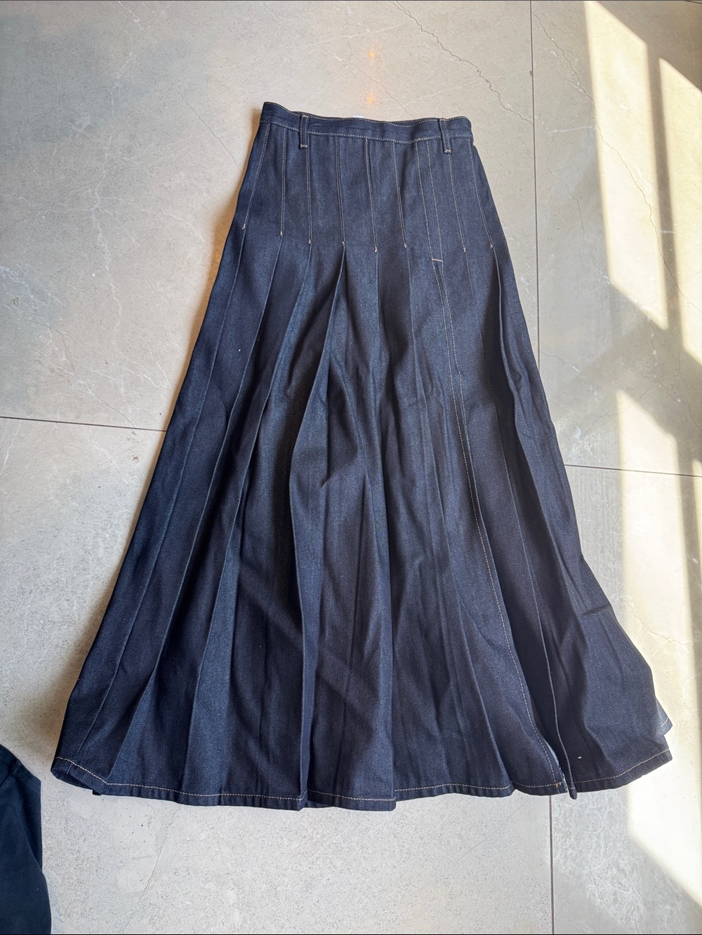 Topshop Navy Panelled Maxi Skirt